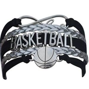 Girls Basketball Bracelet - Black & Silver